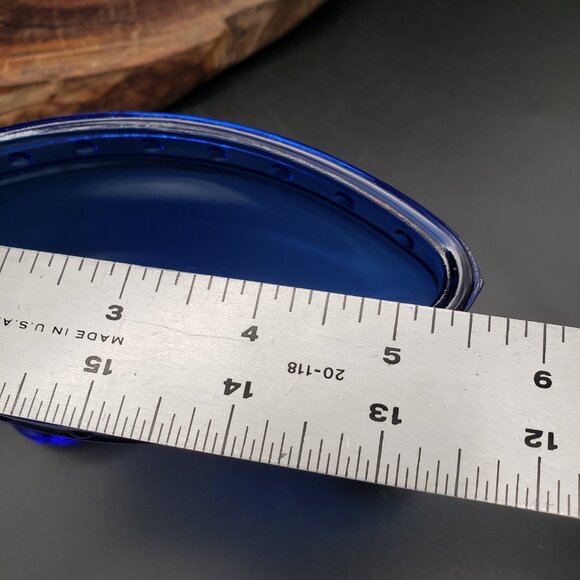 L.E. Smith Cobalt Blue Glass Double Candle Holder Mt Pleasant Pattern 1930s - Picture 5 of 7